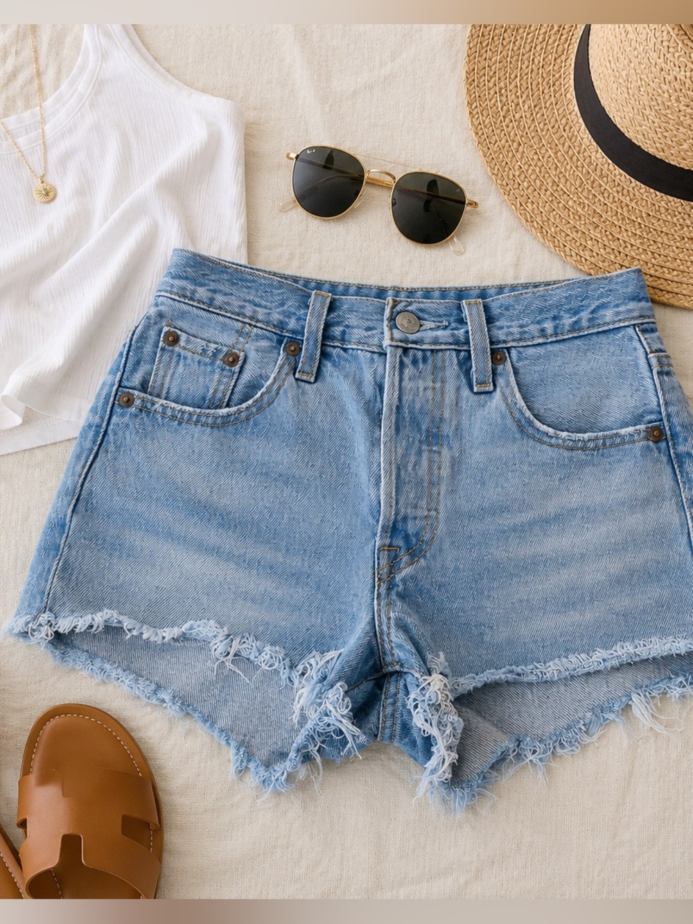 Levi’s 501 Original High Rise Cutoff Denim Shorts | Light Wash | W23